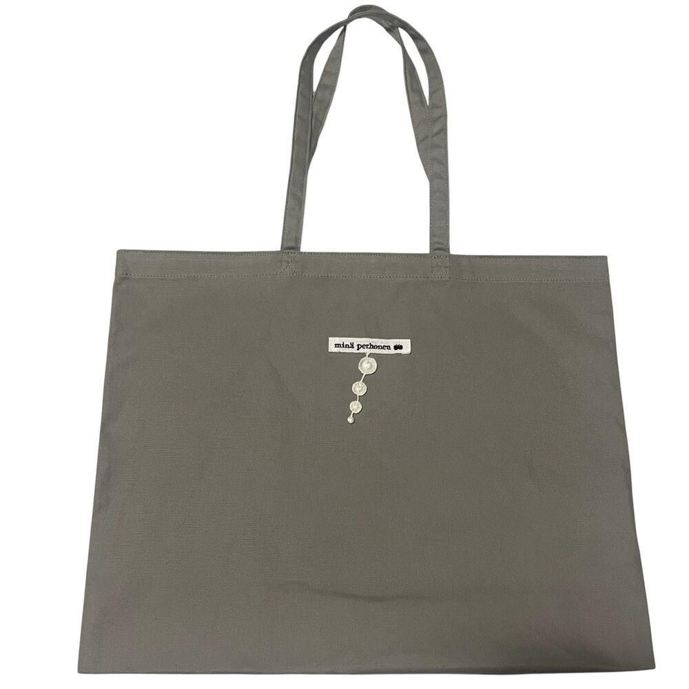 mina perhonen Tote Bag Gray Cotton Crochet Morif Minimalist Japanese Designer